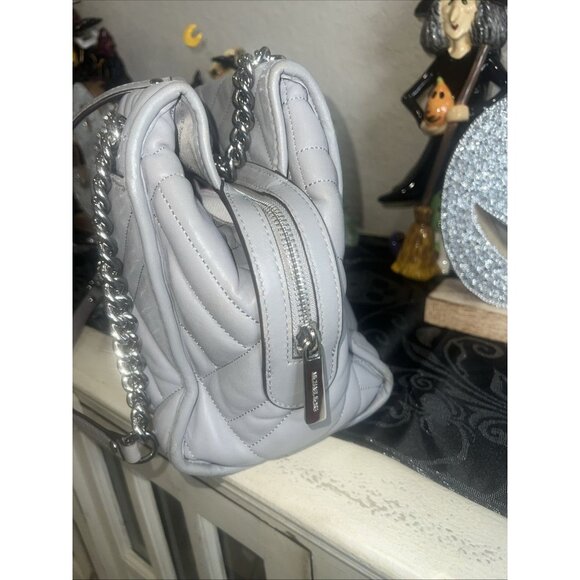 Michael Kors Kathy Gray Quilted Satchel Shoulder Tote Handbag - Picture 9 of 14